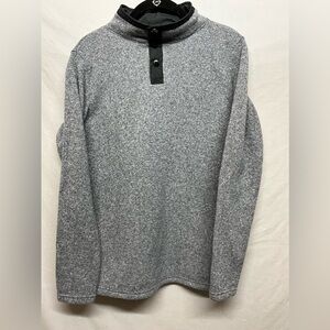 Boys Jacket Gray Fleece Snap Sweatshirt Pullover Sweater Great for Layering Sz L